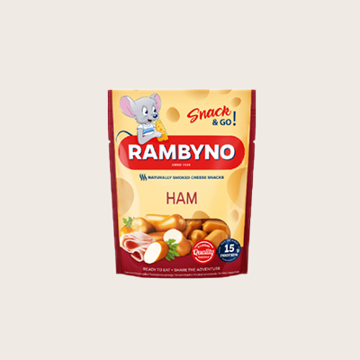 Плавлений сир Rambino SNACK з шинкою 75 г Литва