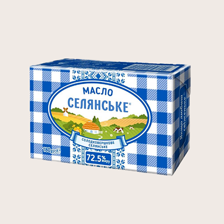 Масло солодковершкове  72,5%  180 г   / Селянське / Масло солодковершкове  72,5%  180 г   / Селянське /