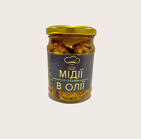 Пресерви мідія в олії зі спеціями 250 г