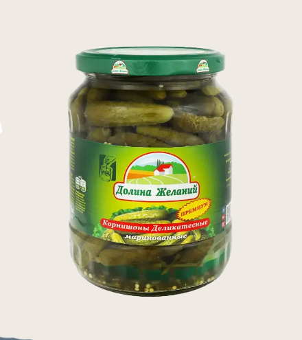 Огірки корнішони 720мл / 640г / 360 г