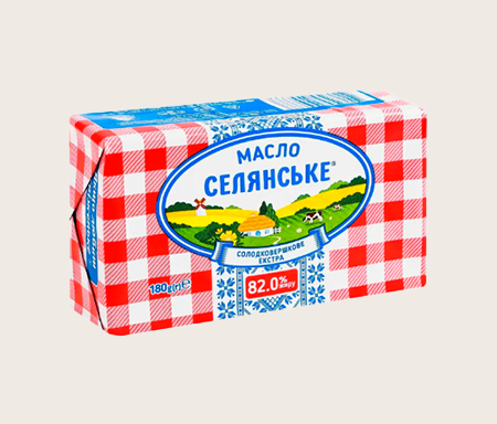 Масло солодковершкове  180 г   82 %  / Селянське /