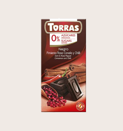 Шоколад Torras чорний кориця чилі 75г