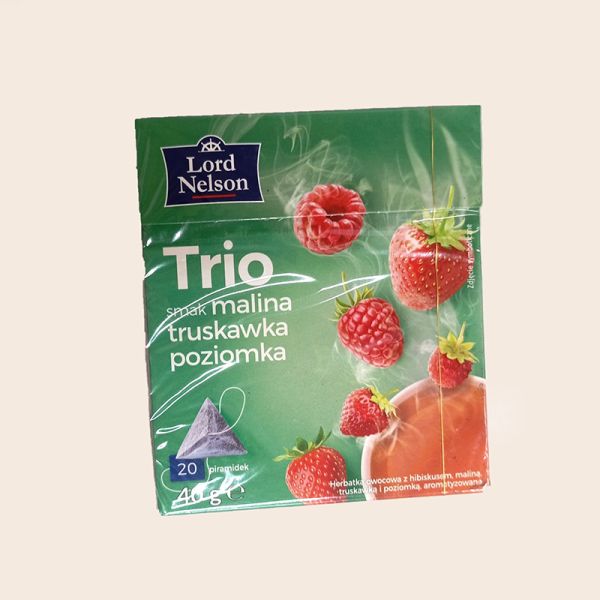 Чай ТРІО фрукт. Малина, полуниця, суниця 40 г ТМ Lord Nelson