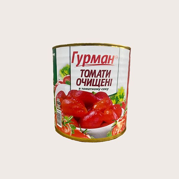 Томати ГУРМАН очищ. у власному соку з/б 2.6кг